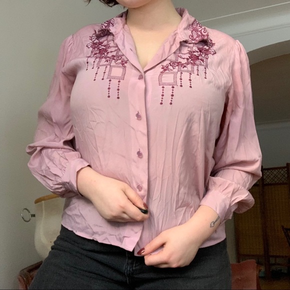 Vintage Cottage Core Embroidered Blouse - Large - Picture 2 of 5